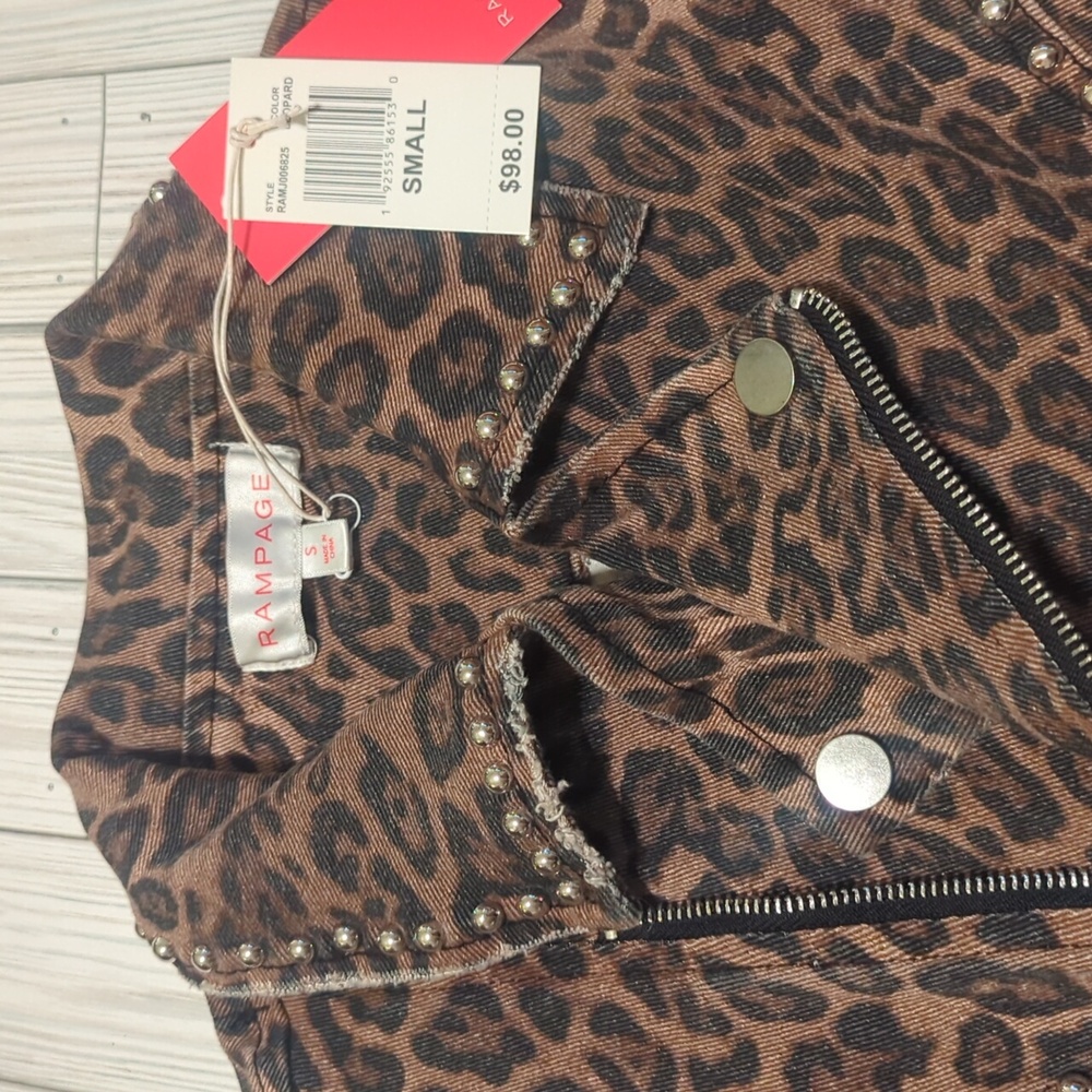 NWT Rampage Leopard Moto Jacket Size Small - Picture 5 of 7